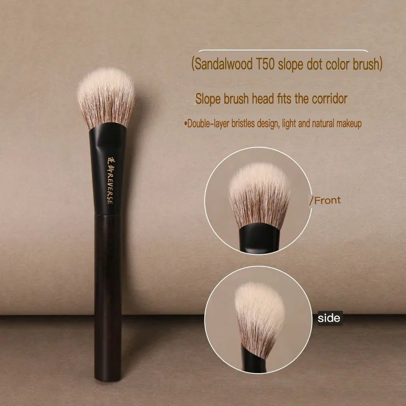 Sandalwood Angled Contour Brush | Goat Hair Blush & Bronzer Contour Makeup Brush QXL