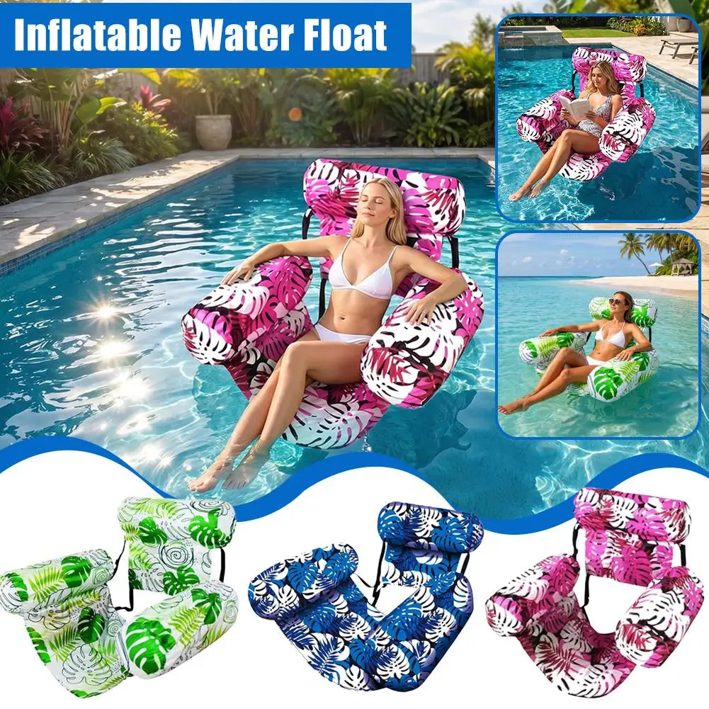 Inflatable Pool Floating Lounge Chair with Headrest & Armrests Inflatable Pool Float QXL