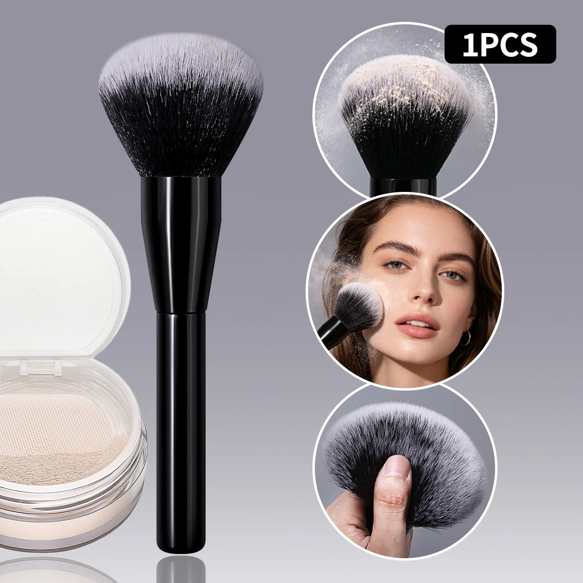 KOSSHOW Large Powder Makeup Brush – Ultra-Soft Nylon Powder Makeup Brush QXL black
