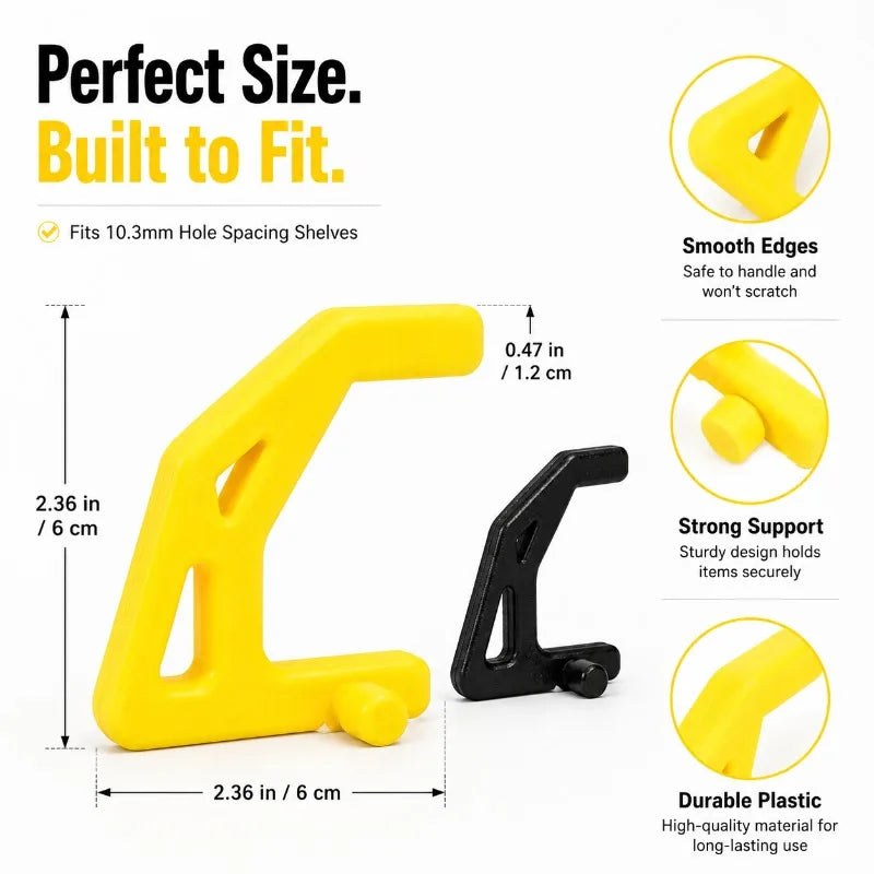 Universal Shelving Hooks 10.3mm | Garage Storage 5–20 Pack Shelving Storage Hooks QXL