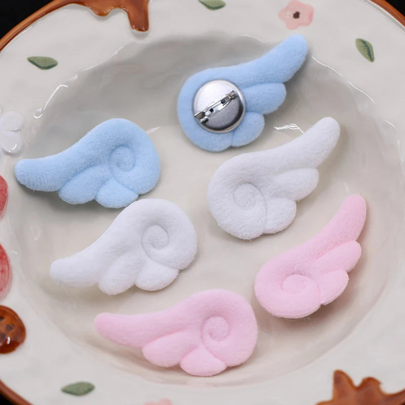 Plush Angel Wings Brooch Pair | Y2K Japanese Kawaii Style Angel Wings Brooch QXL