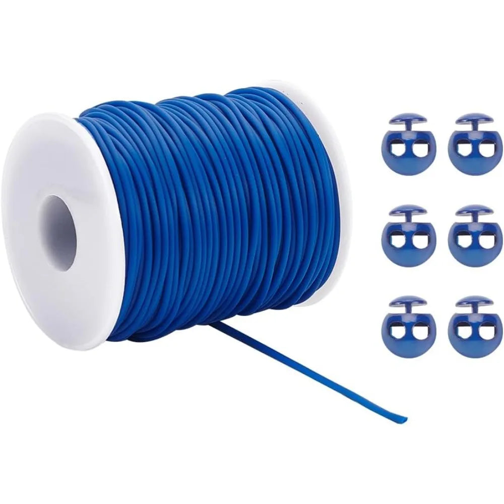 55-Yard 2mm Hollow Rubber Cord & 6 Cord Locks | Craft Kit Craft Cord Set QXL