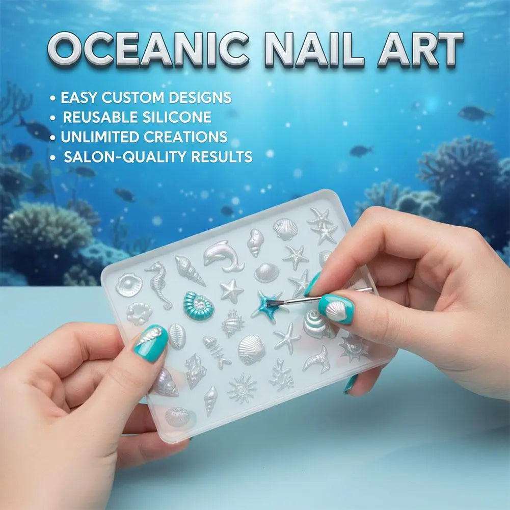 3D Ocean Shell Silicone Nail Mold | Seashell Starfish DIY Art Silicone Nail Mold QXL