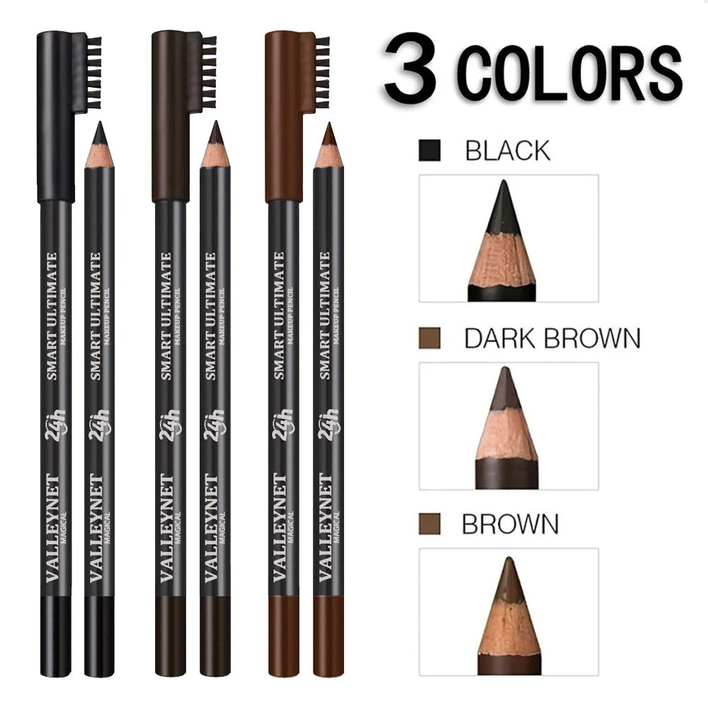 Ultra-Fine Wooden Eyebrow Pencil with Brush | Waterproof Matte Eyebrow Pencil QXL