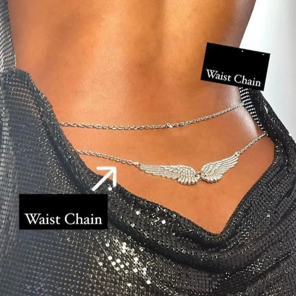 Angel Wing Double Layer Waist Chain – Women's Body Jewelry Body Waist Chain QXL