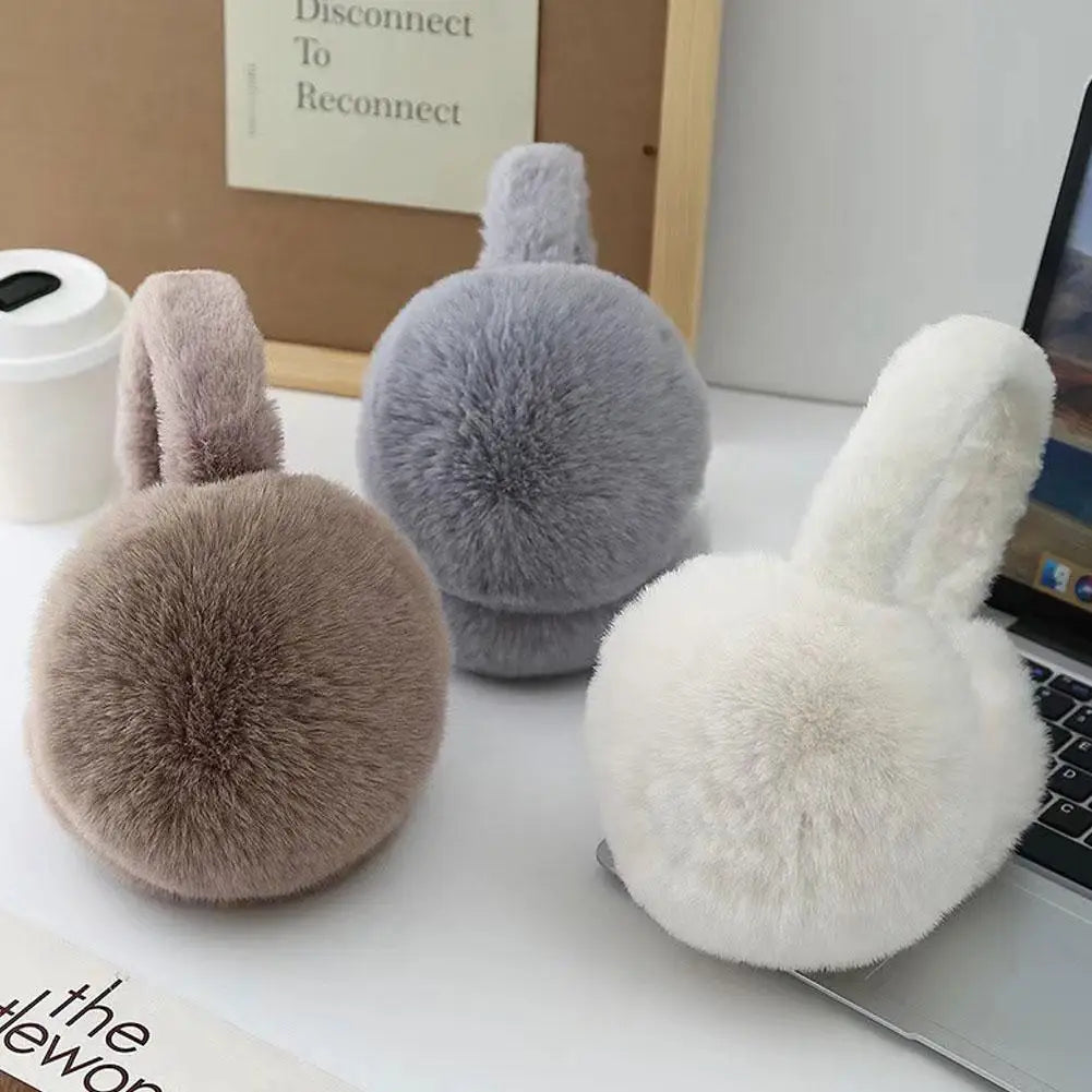 Foldable Faux Fur Earmuffs – Soft Plush Winter Ear Warmers Winter Earmuffs QXL