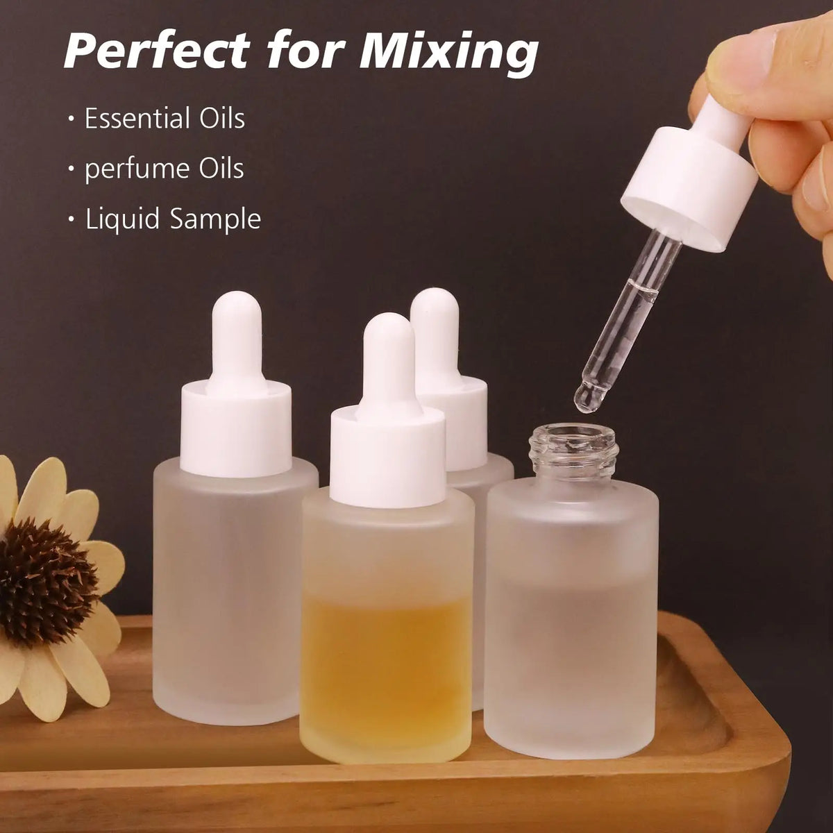 20-Pack Frosted Glass Dropper Bottles 30ml | Essential Oil Set Glass Dropper Bottles QXL