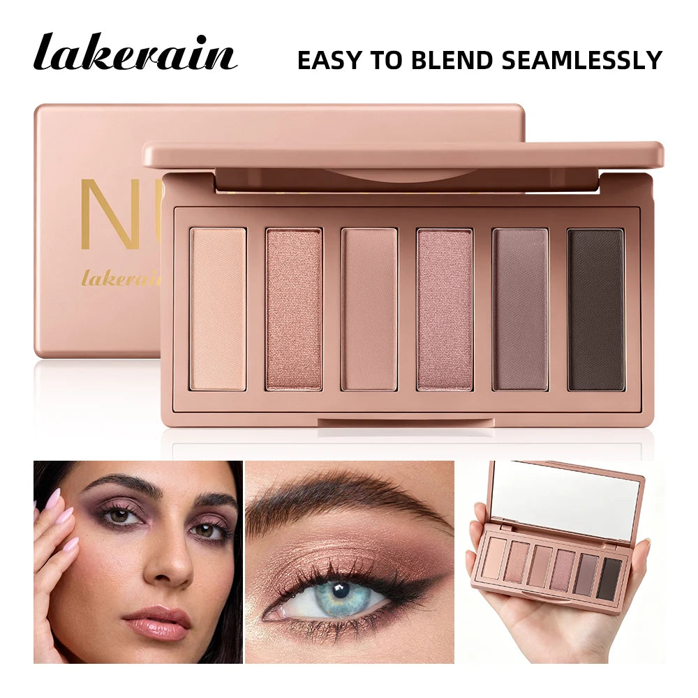 6-Color Nude Eyeshadow Palette – Matte & Shimmer Blendable Eyeshadow Palette QXL