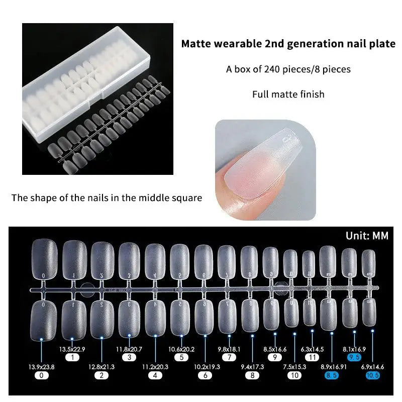 240-Pc Press-On Nail Tips | Stiletto Coffin Almond Square Press-On Nail Tips QXL MC03