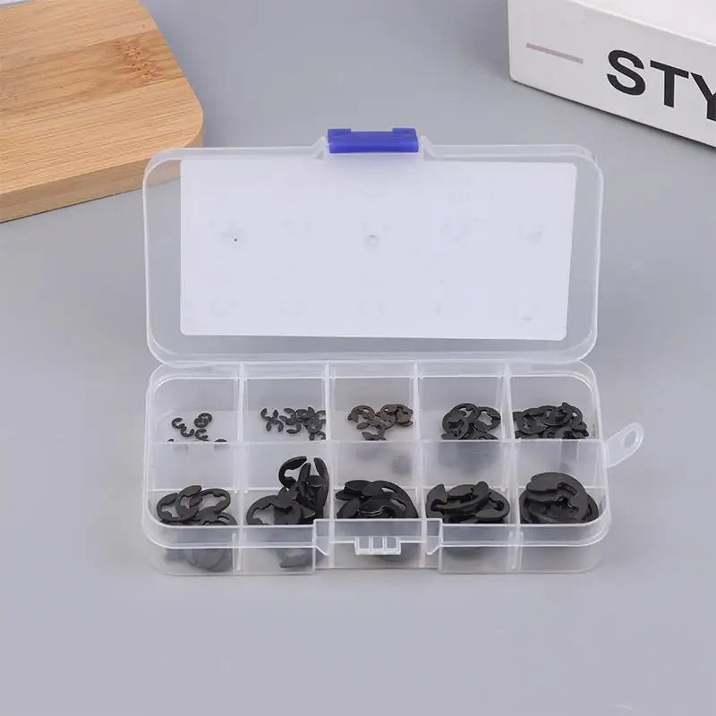 120-Pc Black Stainless Steel E-Clip Snap Ring Circlip Set M1.5–M10 Retaining Circlip Set QXL