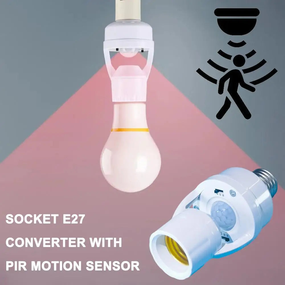 E27 PIR Motion Sensor Lamp Holder Adapter | Auto Light Switch Motion Sensor Lamp Adapter QXL