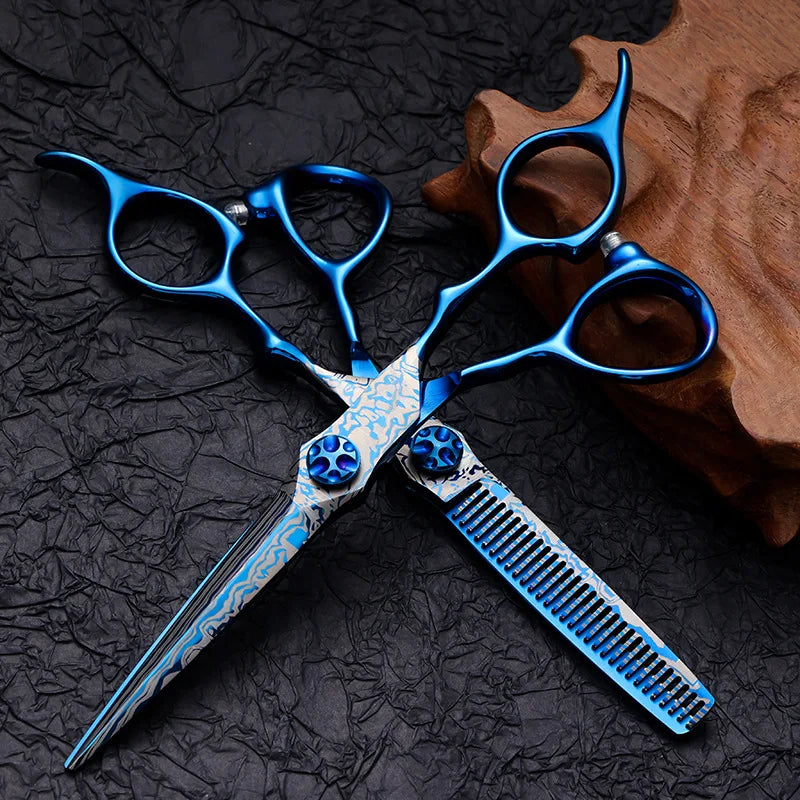 6-Inch Blue Barber Shears | Thinning & Trimming Scissors Kit Barber Shears Kit QXL