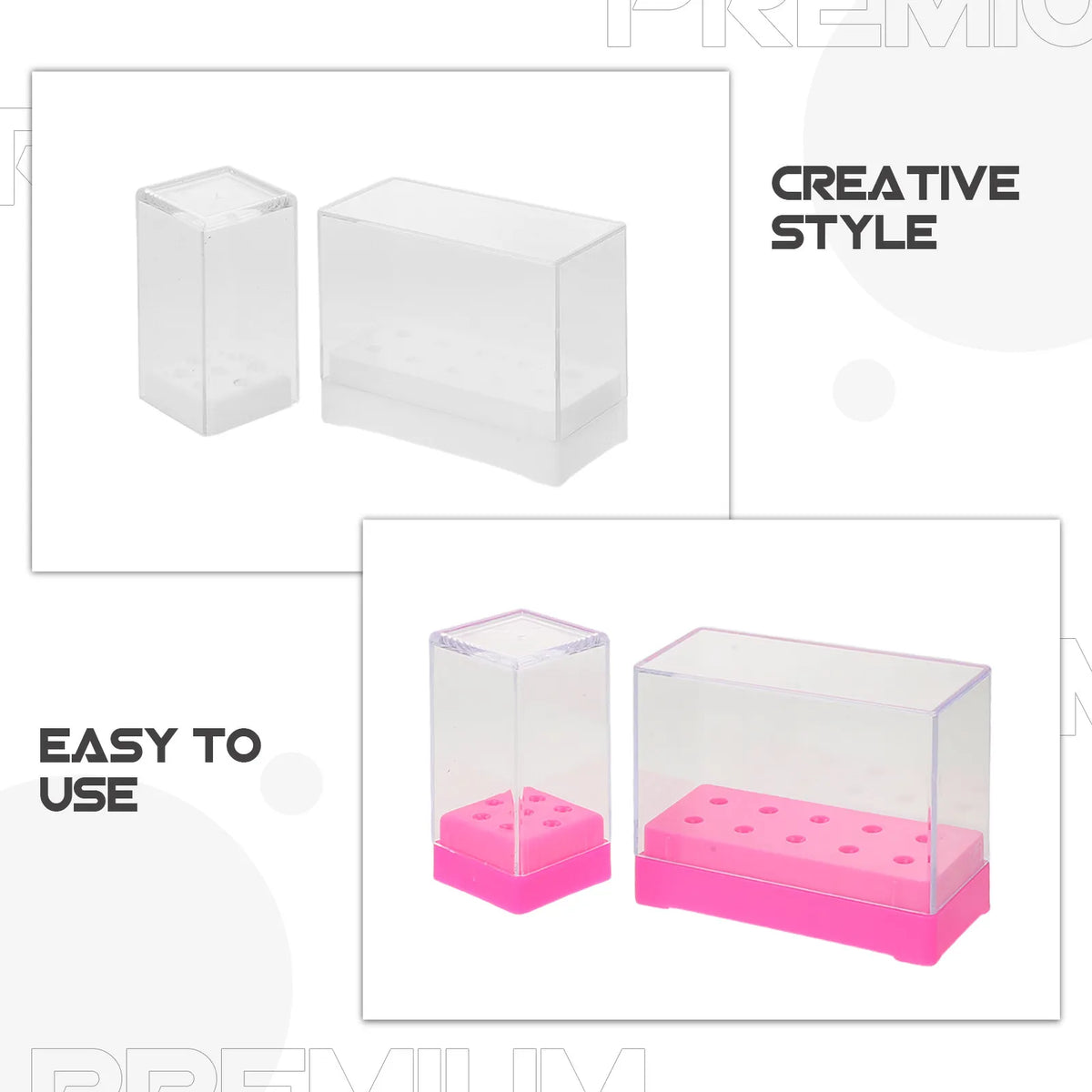4-Piece Nail Drill Bit Holder & Manicure Organizer Set Nail Organizer Set QXL