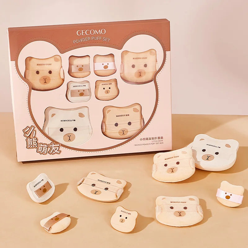 GECOMO 8-Pc Powder Puff Set | Air Cushion Makeup Sponge Gift Makeup Powder Puff Set QXL