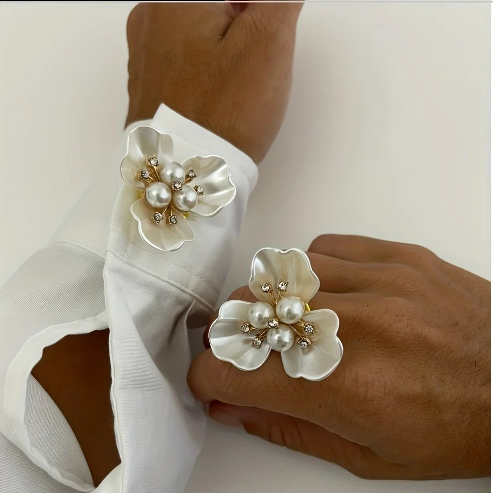 3D Floral Rhinestone Button Cover Clips for Shirts & Dresses Button Cover Clips QXL