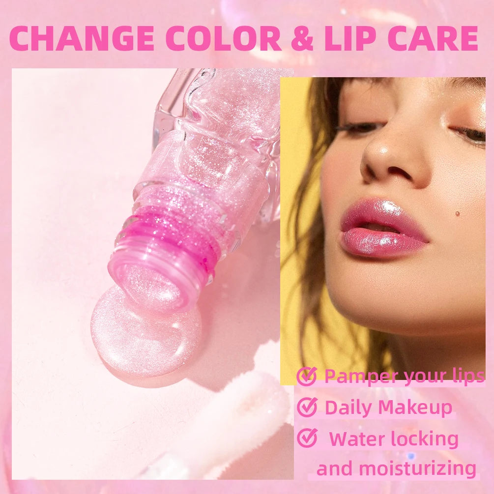 QiBest Color-Changing Lip Oil Gloss | Pearlescent Moisturizing Lip Oil Gloss QXL