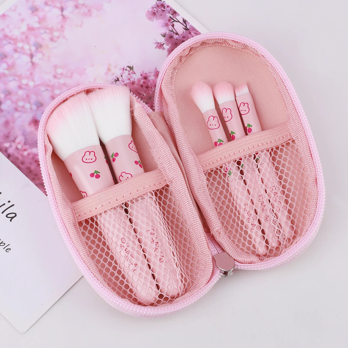 RANCAI 5-Piece Compact Makeup Brush Set with Case Makeup Brush Set QXL