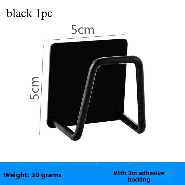 No-Drill Wall-Mount Sponge Drain Rack | Stainless Steel Hook Sink Sponge Holder QXL black 1pc