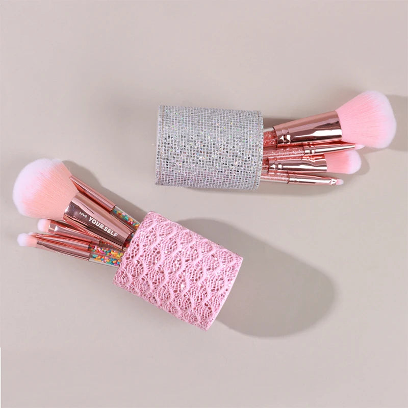 Sequin Makeup Brush Holder Cylinder | Vanity Storage Bucket Makeup Brush Holder QXL