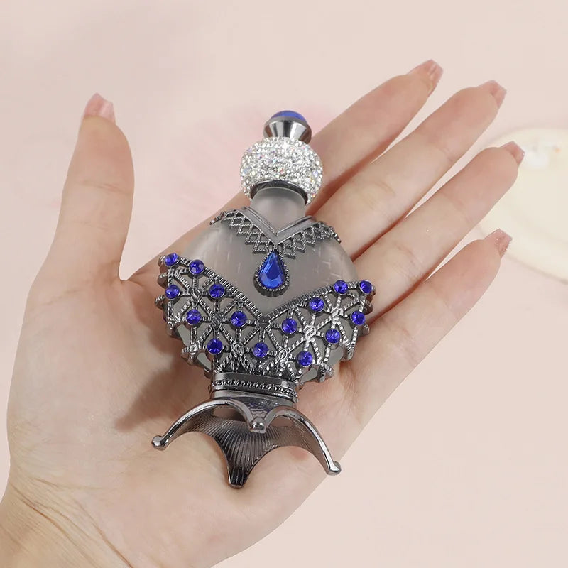 15ml Diamond-Encrusted Blue Glass Dubai Perfume Oil Bottle Perfume Oil Bottle QXL