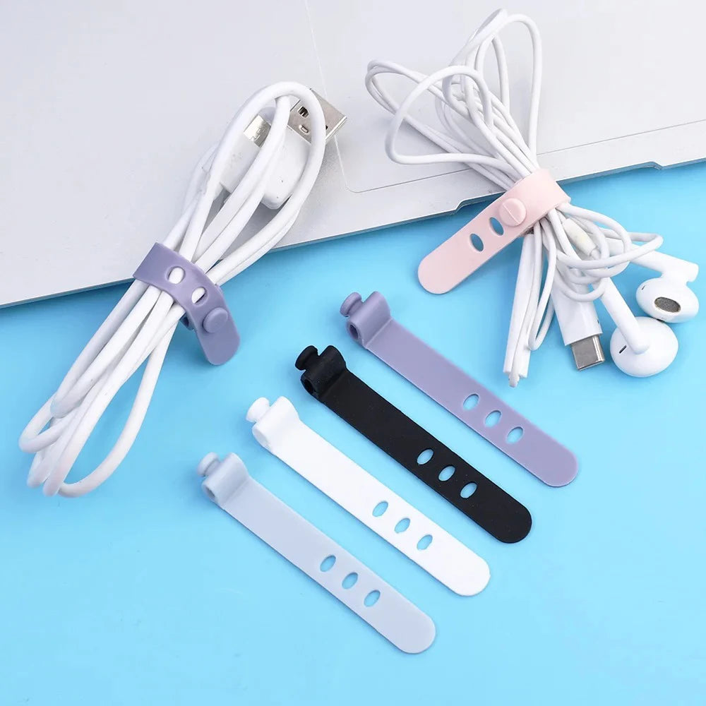Silicone Cable Ties Organizer Clips | Cord Winder Straps Cable Management Clips QXL
