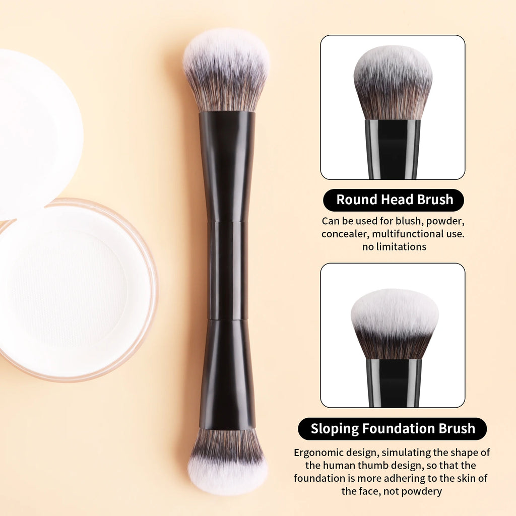 Ronshadow 2-in-1 Blush & Contour Brush | Mini Travel Makeup Makeup Brush QXL
