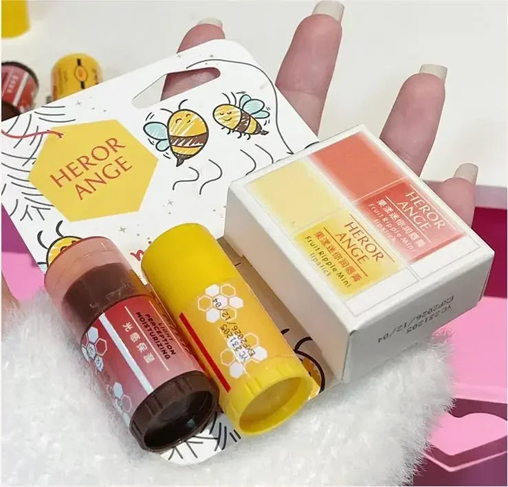 Mini Fruity Jelly Lip Balm Set | Moisturizing Colored Lipstick Tinted Lip Balm QXL