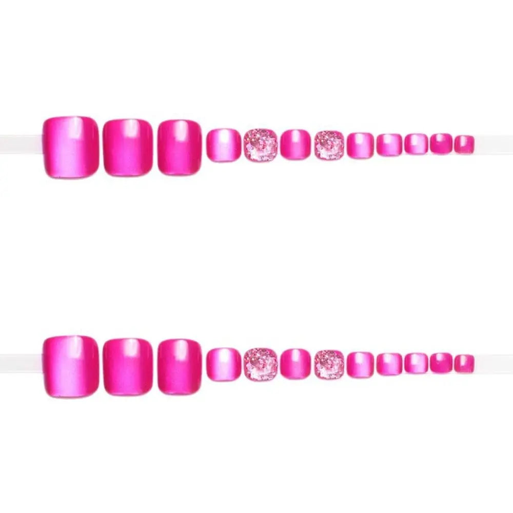 Short Square Press-On Toenails | French & Solid Color 24-Piece Press-On Toenails QXL