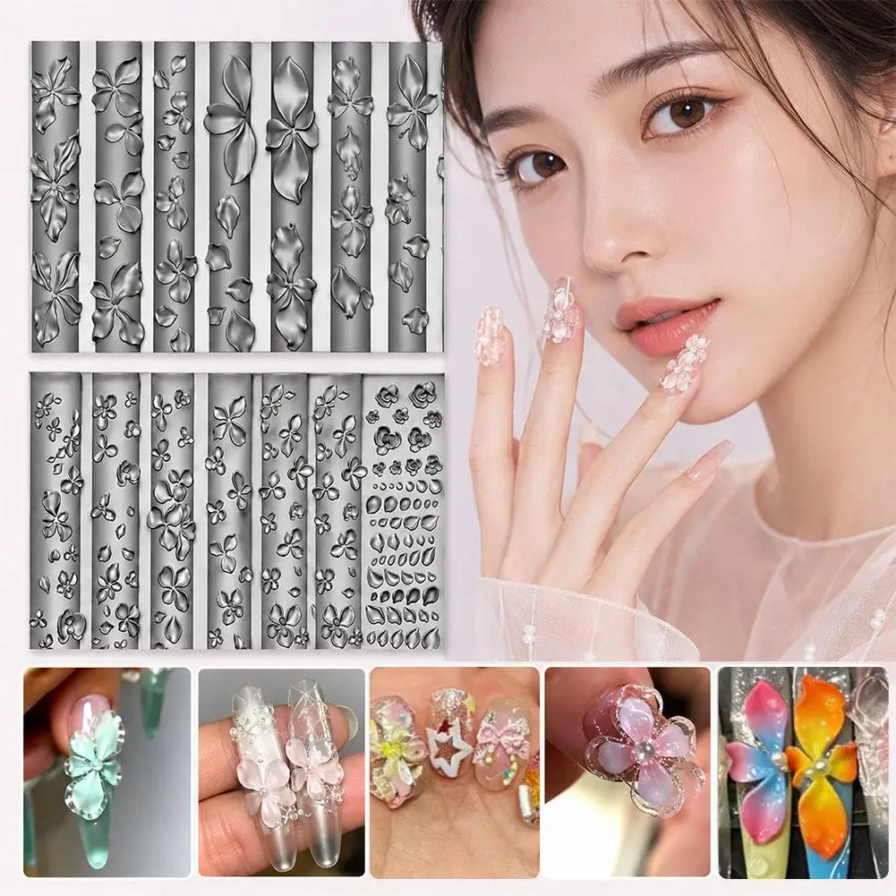 3D Flower Silicone Nail Art Mold | Bowknot Carving Template Nail Art Mold QXL