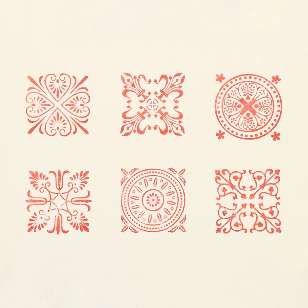 Wooden Rubber Stamp Set | Mandala Floral DIY Craft 6-Piece DIY Craft Stamp Set QXL