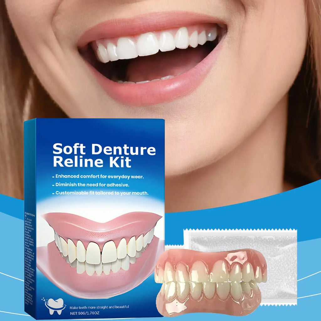 Soft Silicone Denture Kit | Upper & Lower Adult Teeth Set Silicone Denture Kit QXL