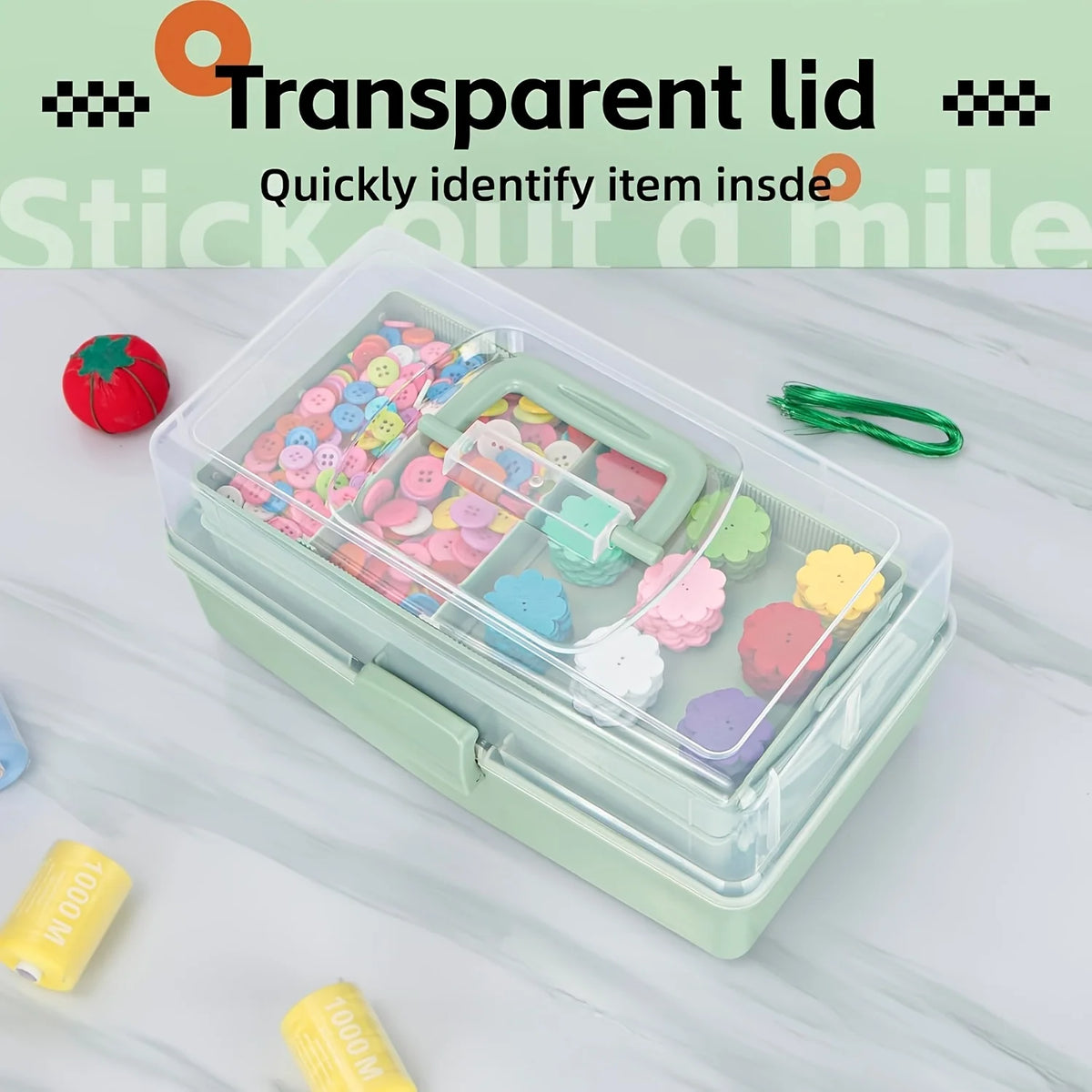 3-Layer Craft Organizer Box with Adjustable Dividers & Handle Craft Storage Organizer QXL