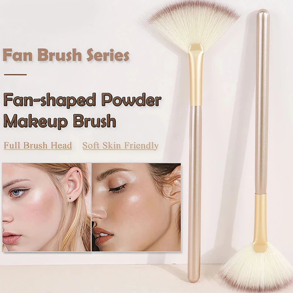 Fan Shaped Makeup Brush – Highlight, Contour & Blending Fan Makeup Brush QXL