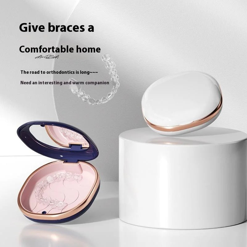 Dental Retainer Box with Mirror | Magnetic Travel Case Retainer Storage Case QXL