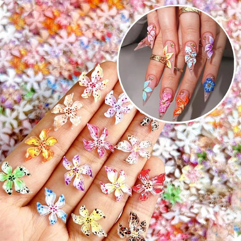 20-Pack 3D Flower Nail Charms & Rhinestone Gems | DIY Nail Art Nail Art Charms QXL