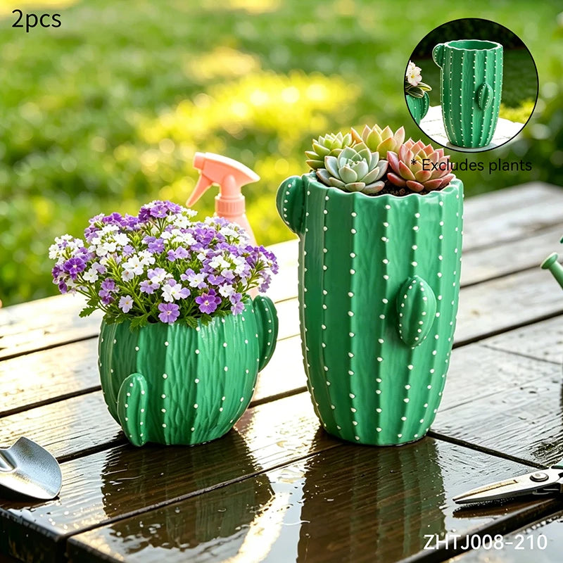 Cute Cactus Resin Planter – Small Succulent Pot for Desk & Home Decorative Resin Planter QXL ZH