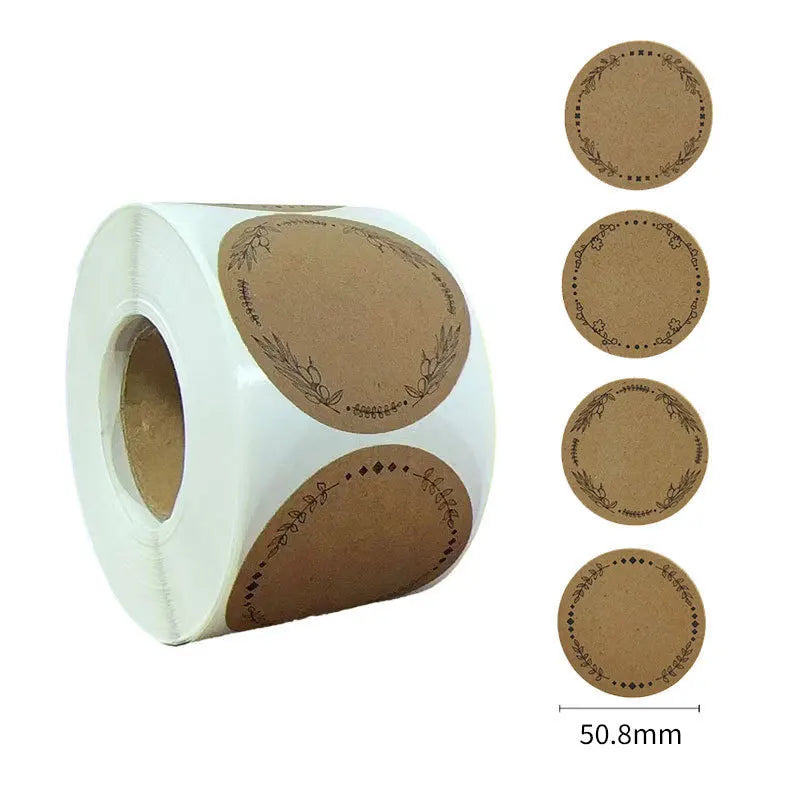 500-Pack Kraft Round Label Stickers | Writable Blank Seals Roll Kraft Label Stickers QXL F