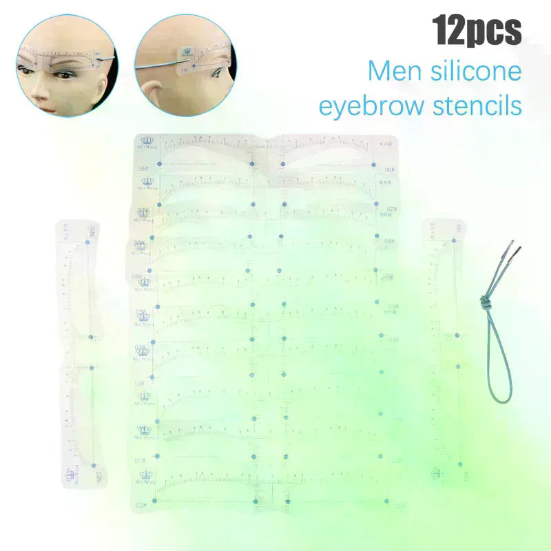 12-Pack Reusable Silicone Eyebrow Stencils | DIY Brow Templates Eyebrow Stencil Kit QXL