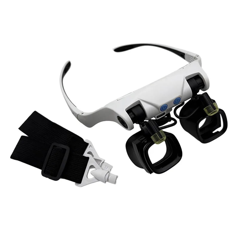 Dreamburgh Head-Mounted LED Magnifier Loupe – 5 Lens Pairs Magnifier Headset Loupe QXL