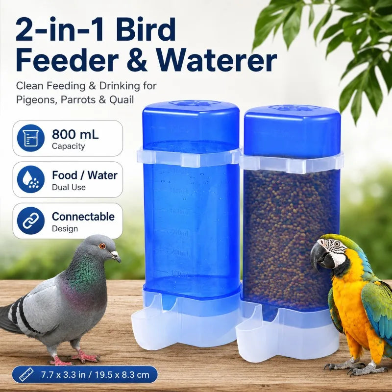 2-in-1 Bird Feeder & Waterer 800ml | Cage-Mount Cup Dispenser Bird Feeder Cup QXL
