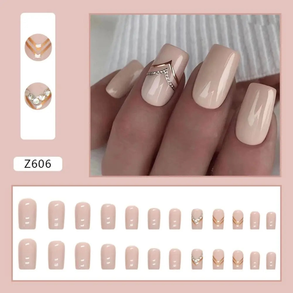 24-Pc Press On Nails Short Square French Tip Y2K Style Press On Nails QXL