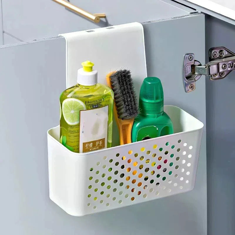 Over-Cabinet Door Hanging Storage Basket | No-Drill Organizer Cabinet Door Organizer QXL