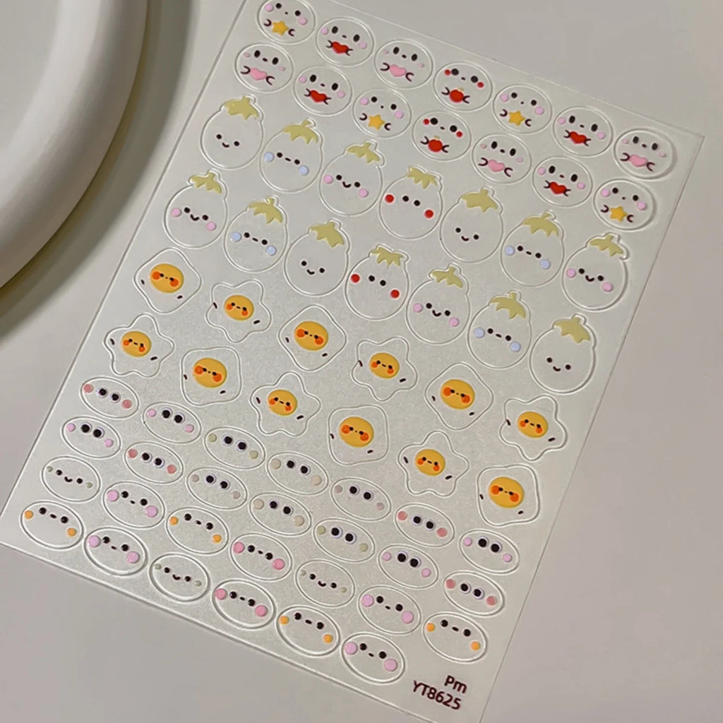 5D Cartoon Nail Stickers – Cute Bear Chick Seal Animal Decals