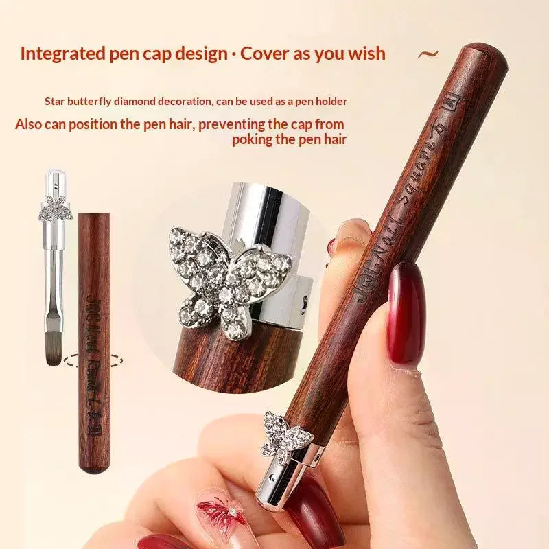 Nail Art Brush Sandalwood Handle UV Gel | Zircon Butterfly Nail Art Brush QXL