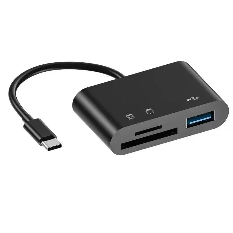 3-in-1 USB-C SD/TF Card Reader OTG Adapter | Fast Transfer Memory Card Reader QXL black