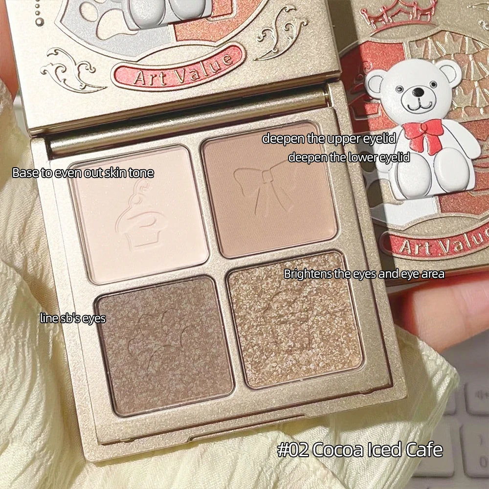 Art Value 4-Color Glitter & Matte Eyeshadow Palette Eyeshadow Palette QXL
