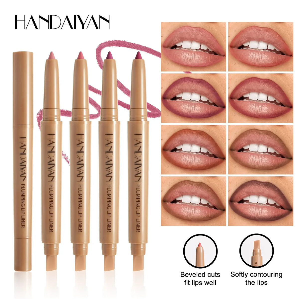 HANDAIYAN Double-Head Waterproof Matte Lip Liner with Brush Lip Liner Pen QXL