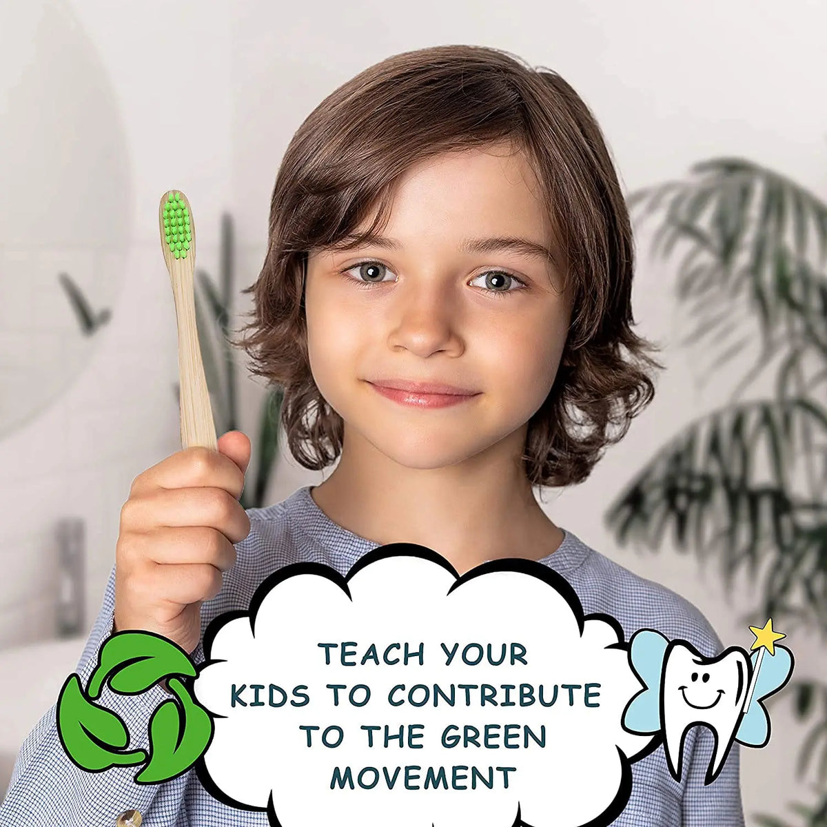 10-Pack Kids Bamboo Toothbrushes | Soft BPA-Free Bristles Kids Bamboo Toothbrush QXL