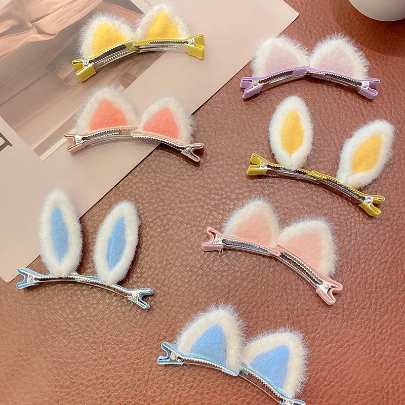 2-Pack Rabbit Ears Hair Clips for Baby Girls | Kawaii Barrettes Kids Hair Clips QXL