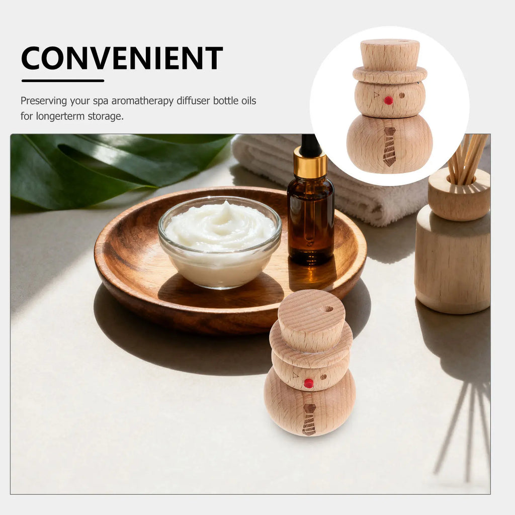 Wooden Snowman Essential Oil Roller Bottle | 2ml Diffuser Essential Oil Roller Bottle QXL